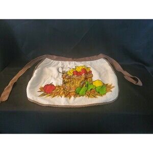 Vtg Half Apron Terry Cloth Fruit Bucket  Made In USA Cannon Cottagecore
